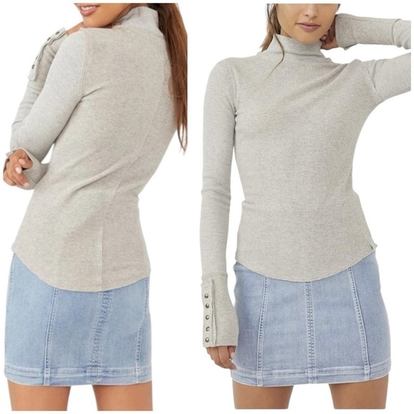 We the Free Freya Mock Neck Top in Grey - Picture 13 of 13